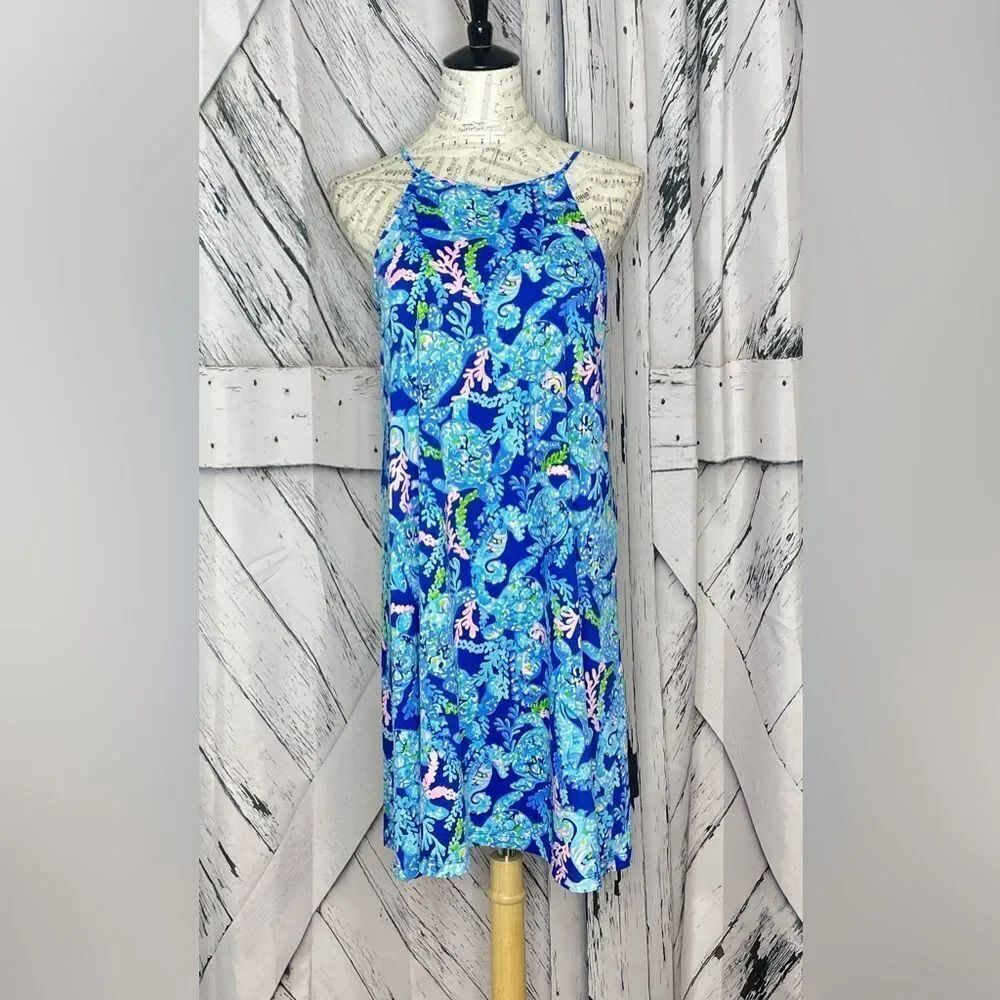 Lilly Pulitzer Margot Swing Dress in the Corsica Blue Turtle Villa M